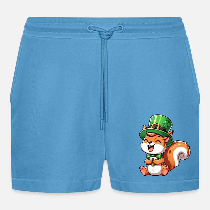 Freches Eichhörnchen St. Patricks - Organic Relaxed Cropped Shorts Made in EU -  Sol Blue