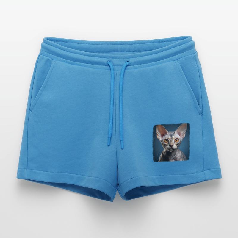 Devon Rex Kitten Devon Rex Cat Organic Relaxed Cropped Shorts Made in EU