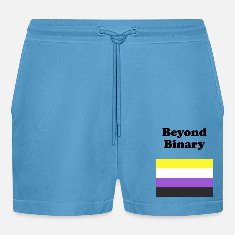 Non Binary Flag Beyond Binary - Organic Relaxed Cropped Shorts Made in EU -  Sol Blue