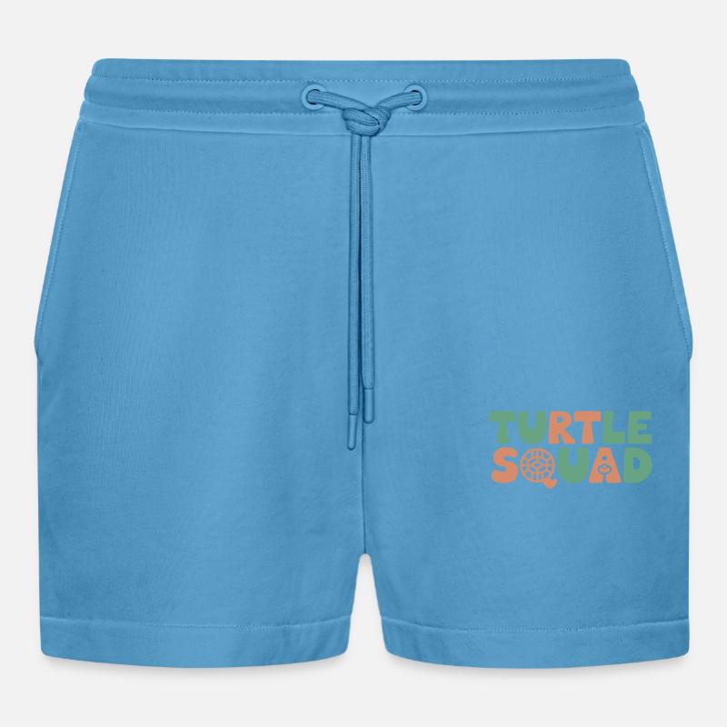 Turtle Groups Design Turtle Squad - Organic Relaxed Cropped Shorts Made in EU - Sol Blue