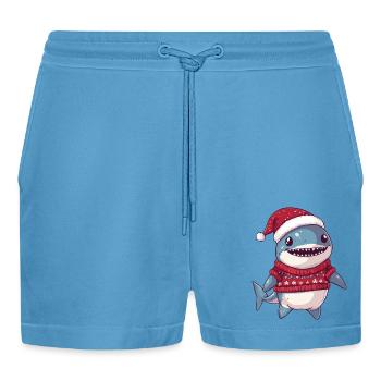 Bande dessinée de Noël requin - Short bio décontracté court fabriqué en UE -  Sol Blue - Devant