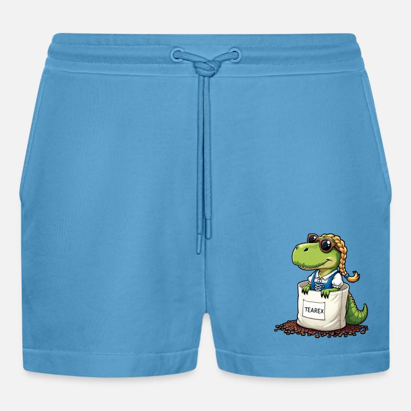 Tea Rex Dinosaurier traditionellen Dir Tee - Organic Relaxed Cropped Shorts Made in EU - Sol Blue