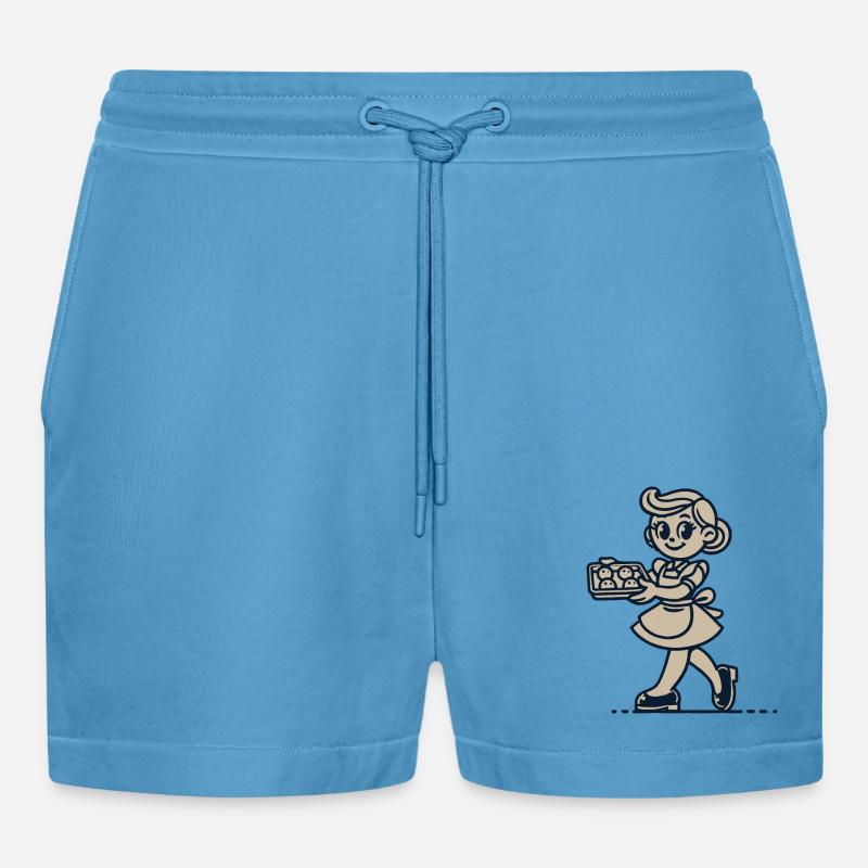 Cuisinier joyeux avec des biscuits - Short bio décontracté court fabriqué en UE - Sol Blue