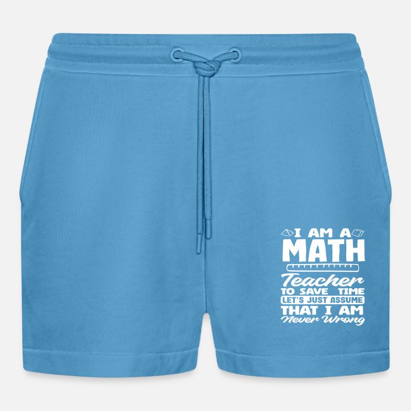 Math Teacher Math Gift - Organic Relaxed Cropped Shorts Made in EU - Sol Blue