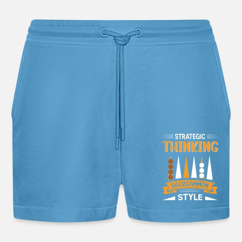 Backgammon Spiel - Organic Relaxed Cropped Shorts Made in EU -  Sol Blue