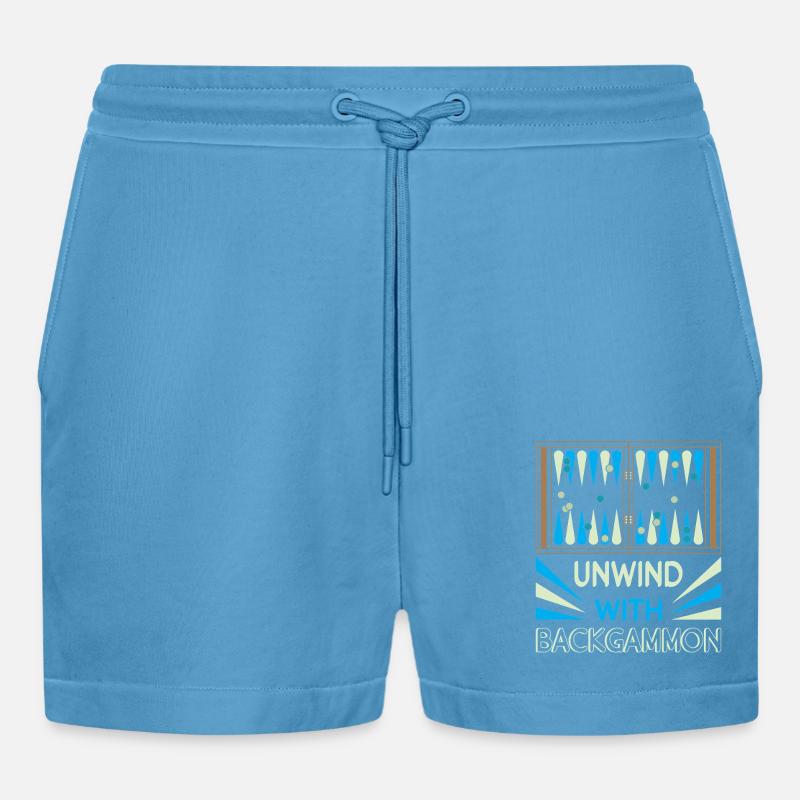 Backgammon Spiel - Organic Relaxed Cropped Shorts Made in EU -  Sol Blue