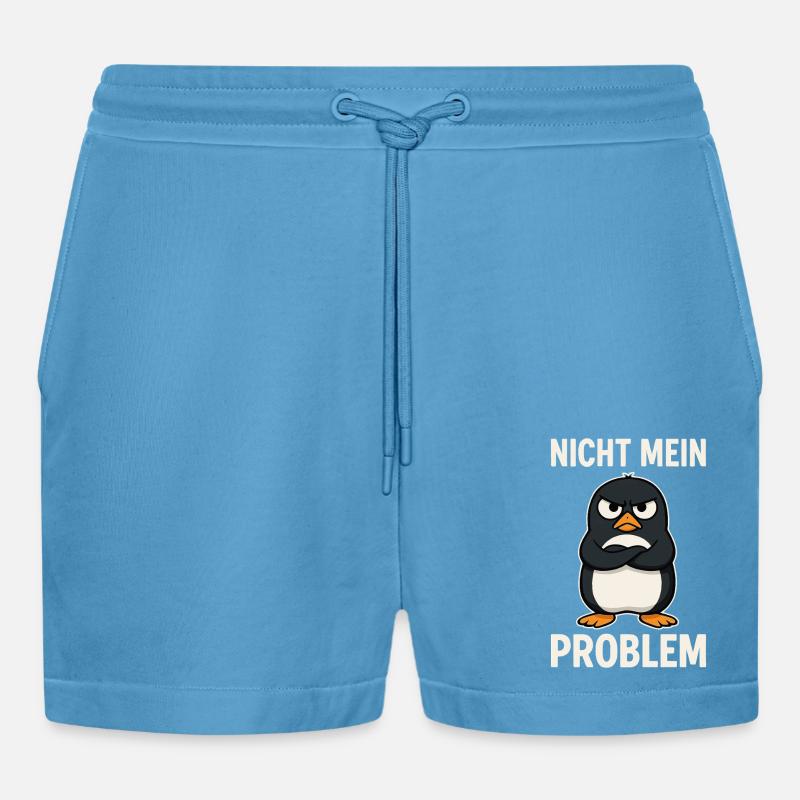 Grim Penguin – Not My Problem - Organic Relaxed Cropped Shorts Made in EU -  Sol Blue
