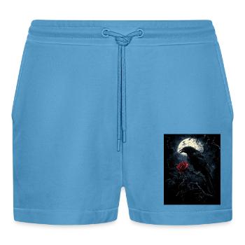 Rabe Rose Mond Düster Gothic Schwarze Krähe - Organic Relaxed Cropped Shorts Made in EU -  Sol Blue - Vorne