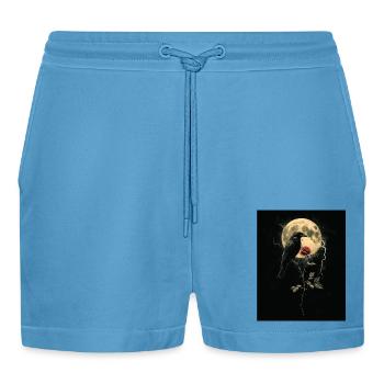 Rabe Rose Mond Düster Gothic Schwarze Krähe - Organic Relaxed Cropped Shorts Made in EU -  Sol Blue - Vorne