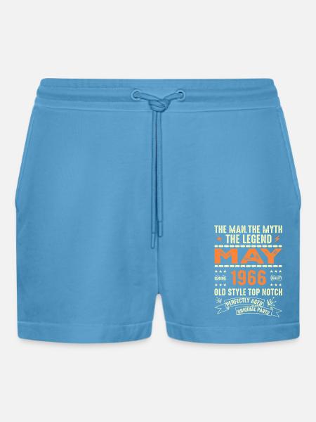 Birthday May 1966 - May 1966 - Organic Relaxed Cropped Shorts Made in EU - Sol Blue