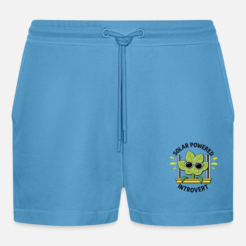 Solar Powered Introvert – Plant Joke - Organic Relaxed Cropped Shorts Made in EU -  Sol Blue