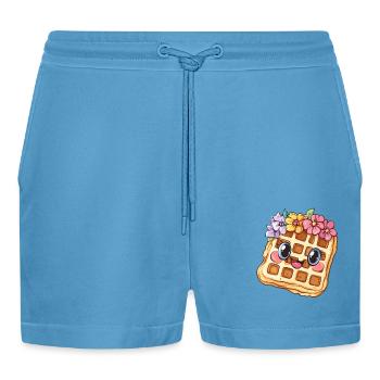 Gaufre aux fleurs - Short bio décontracté court fabriqué en UE -  Sol Blue - Devant