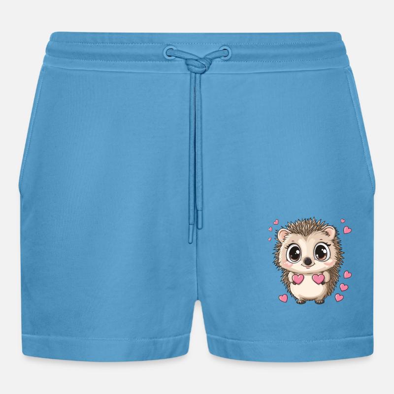 Igel mit Herzen - Organic Relaxed Cropped Shorts Made in EU -  Sol Blue