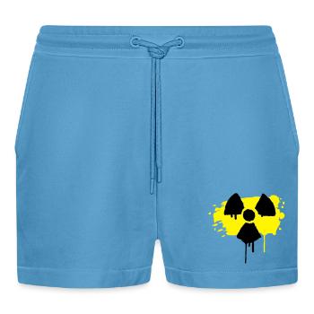 Radioaktiv Zeichen als Graffiti - Organic Relaxed Cropped Shorts Made in EU -  Sol Blue - Vorne