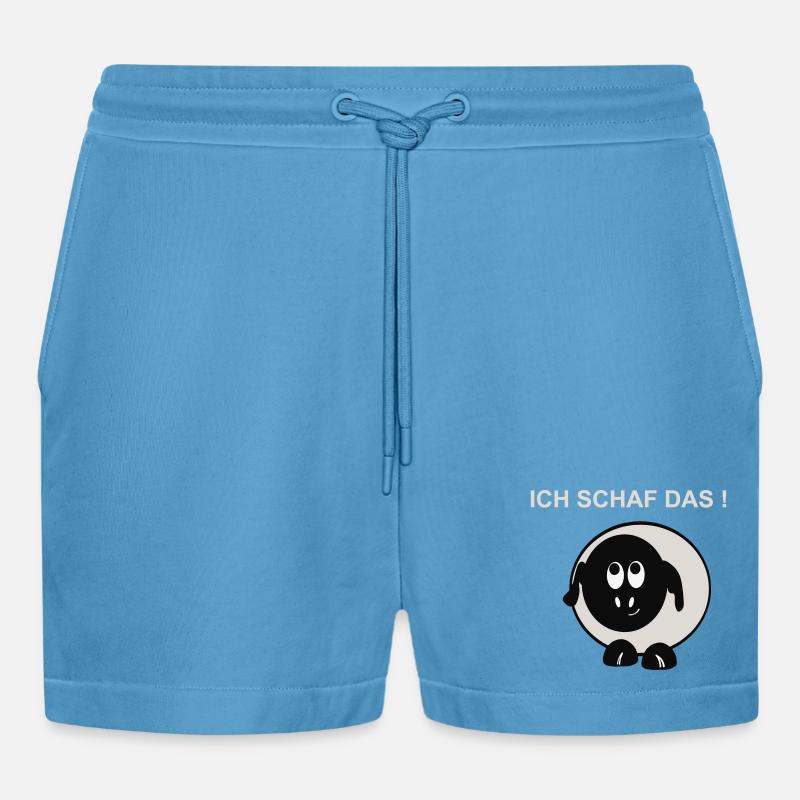 Ich schaff das Schaf Motiv - Organic Relaxed Cropped Shorts Made in EU - Sol Blue