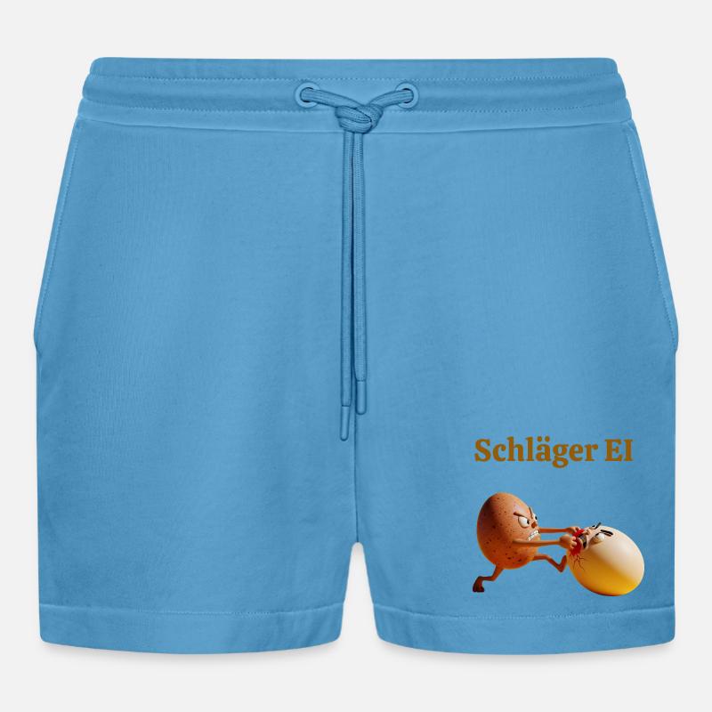 Schläger Ei – Lustiger Eierkampf - Organic Relaxed Cropped Shorts Made in EU -  Sol Blue
