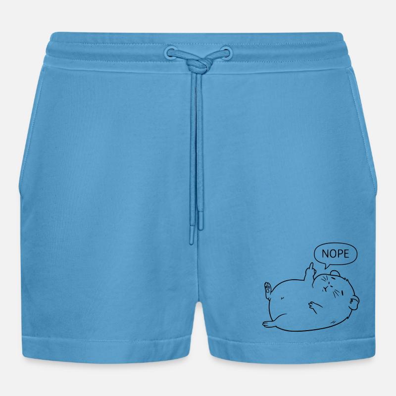 Nope Guinea Pig | Cute statement design - Organic Relaxed Cropped Shorts Made in EU -  Sol Blue