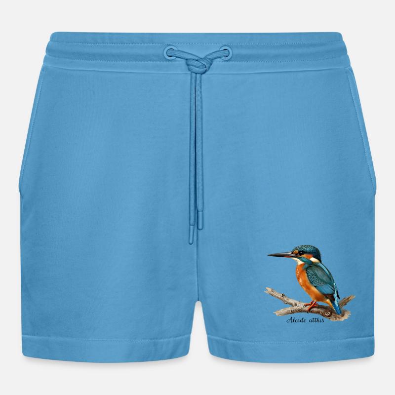 Bunter Eisvögel auf Ast - Organic Relaxed Cropped Shorts Made in EU -  Sol Blue