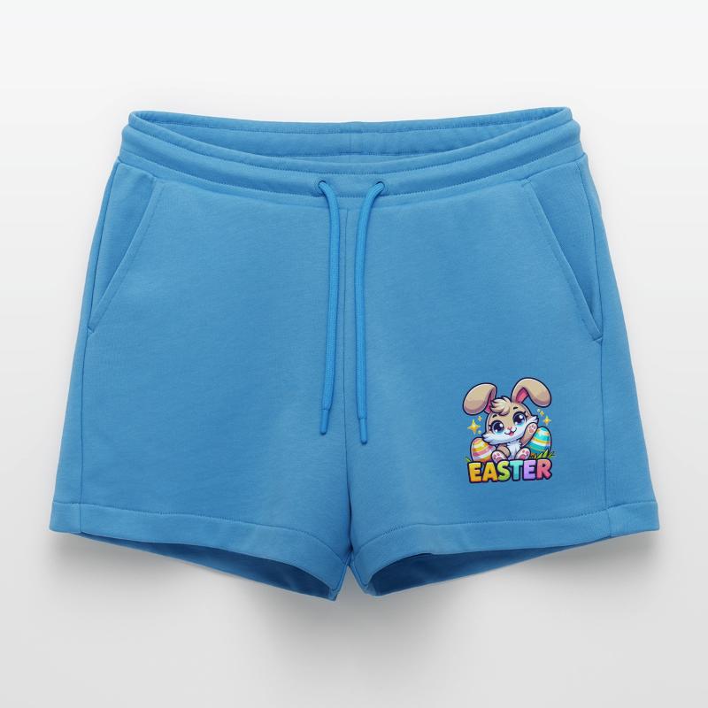 Happy Easter - Easter Bunny Illustration Organic Relaxed Cropped Shorts Made in EU