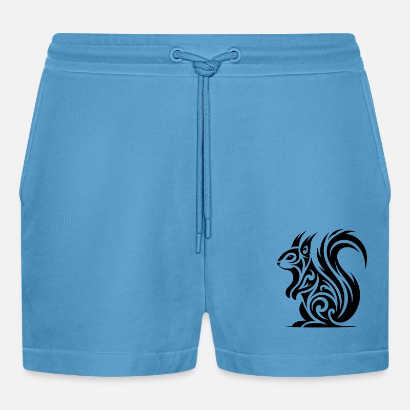 Süsses Eichhörnchen in Tattoo Style - Organic Relaxed Cropped Shorts Made in EU -  Sol Blue