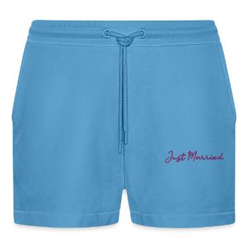 ICH HABE GERADE GEHEIRATET. Junggesellinnenabschied. HEILIGER VALENTINSTAG. PAAR - Organic Relaxed Cropped Shorts Made in EU -  Sol Blue - Vorne