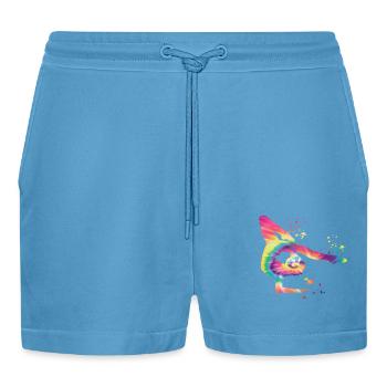 Gymnaste avec gymnastique rythmique au sol - Short bio décontracté court fabriqué en UE -  Sol Blue - Devant