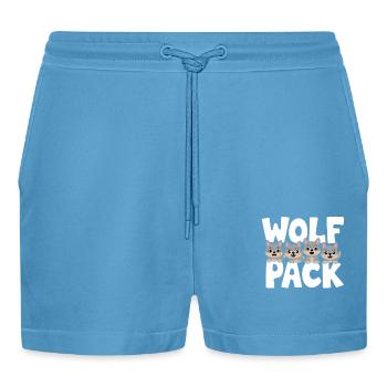 Wolf Gruppen Design Wolf Pack - Organic Relaxed Cropped Shorts Made in EU -  Sol Blue - Vorne