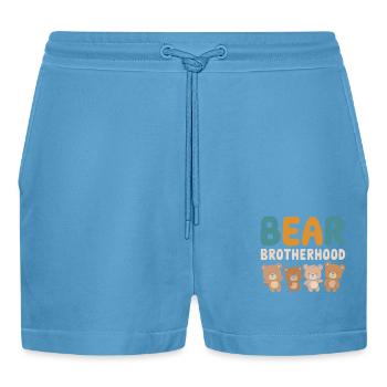 Bären Gruppen Design Bären Brotherhood - Organic Relaxed Cropped Shorts Made in EU -  Sol Blue - Vorne