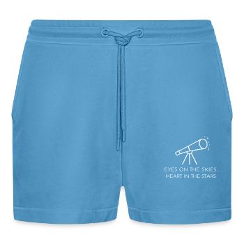 Eyes to the heavens, heart in the stars - - Organic Relaxed Cropped Shorts Made in EU -  Sol Blue - Front