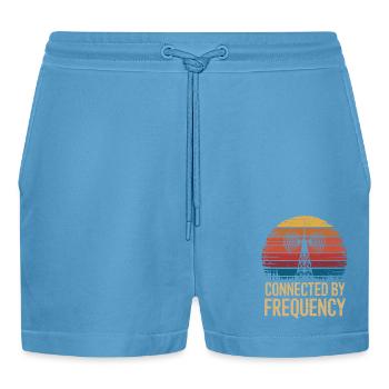 Amateurfunker Verbunden Durch Frequenz - Organic Relaxed Cropped Shorts Made in EU -  Sol Blue - Vorne