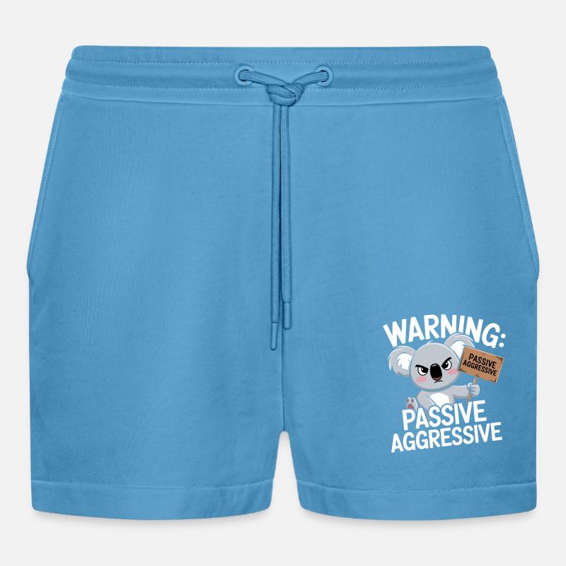 Warning: Passive Aggressive Koala - Organic Relaxed Cropped Shorts Made in EU -  Sol Blue