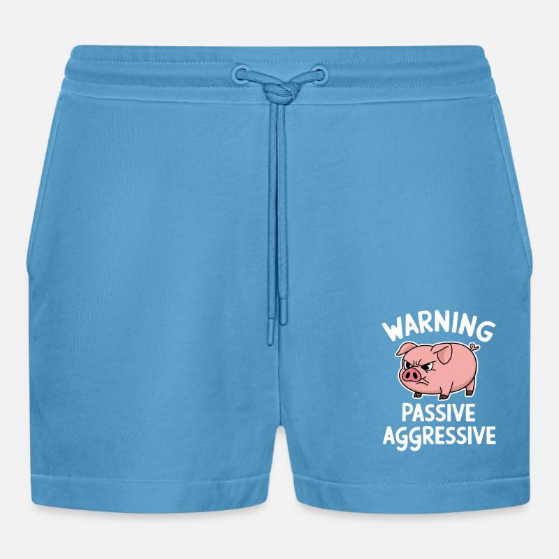 Warnung Passiv Aggressiv Schwein - Organic Relaxed Cropped Shorts Made in EU -  Sol Blue