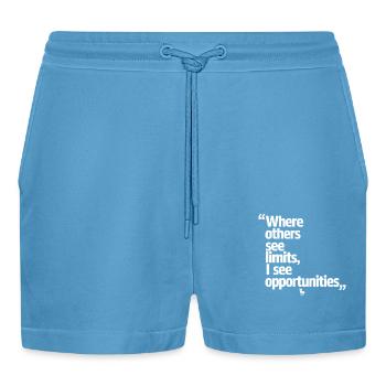 Widder Sternzeichen: Wo Andere Grenzen Sehen, Sehe - Organic Relaxed Cropped Shorts Made in EU -  Sol Blue - Vorne