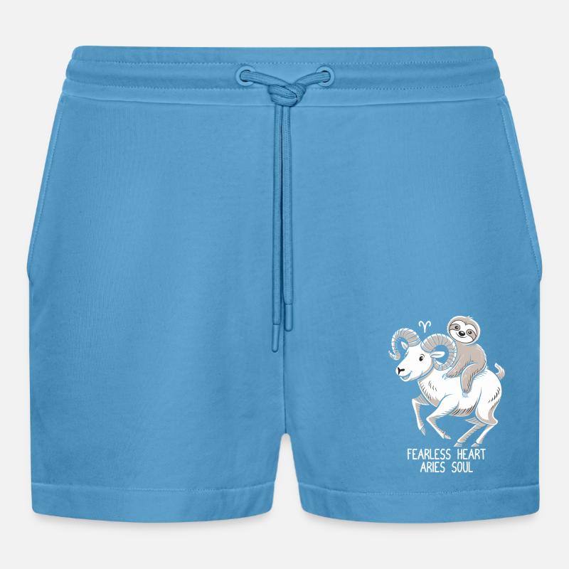 Furchtloses Herz, Widder Seele Soth - Organic Relaxed Cropped Shorts Made in EU -  Sol Blue