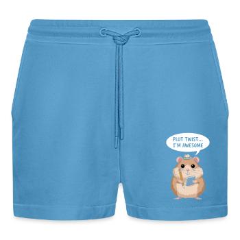 Hamster Autor: Plot Twist... Ich Bin Großartig - Organic Relaxed Cropped Shorts Made in EU -  Sol Blue - Vorne