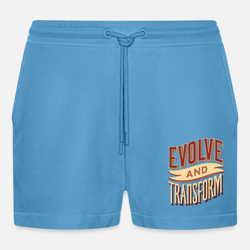 Evolve and Change: Inspiring - Organic Relaxed Cropped Shorts Made in EU - Sol Blue
