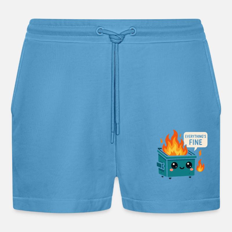 Dumpster Fire Meme - Organic Relaxed Cropped Shorts Made in EU -  Sol Blue