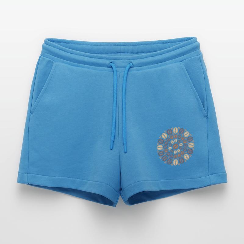 Coffee Boho Mandala Coffee Bean Pattern Organic Relaxed Cropped Shorts Made in EU