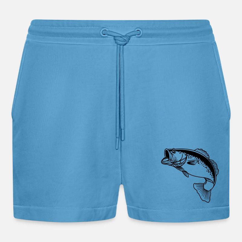 Logo transparent de poisson pour pêcheur - Short bio décontracté court fabriqué en UE - Sol Blue