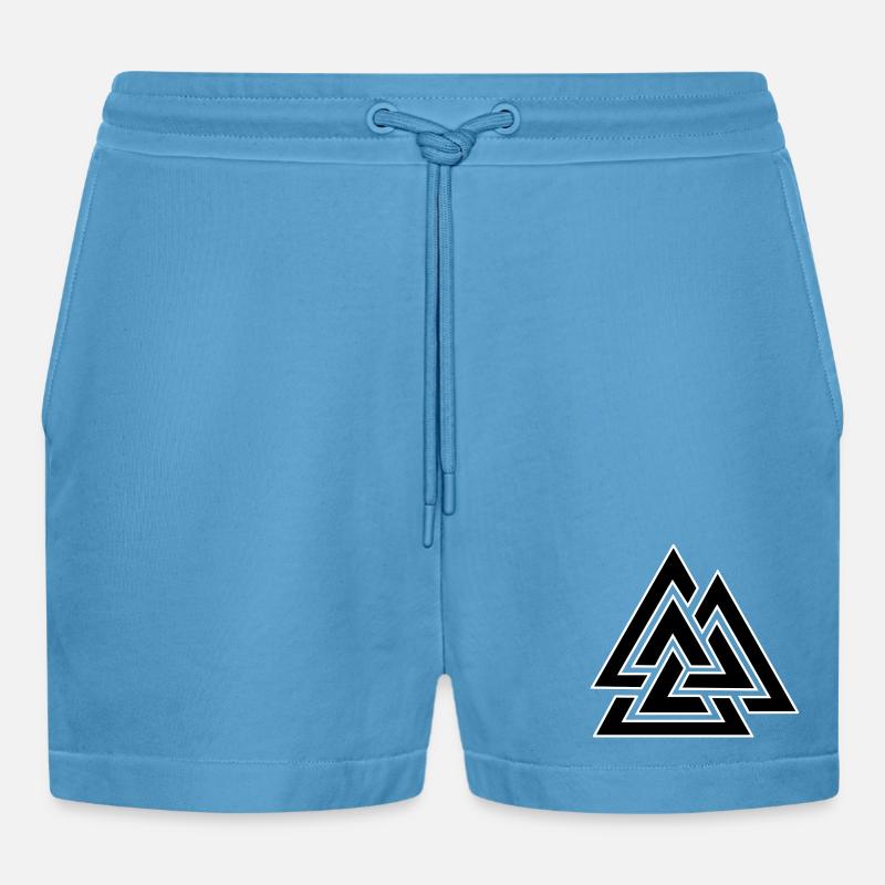 Triangular intertwined pattern - Organic Relaxed Cropped Shorts Made in EU -  Sol Blue
