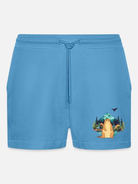 Murmeltier - Organic Relaxed Cropped Shorts Made in EU - Sol Blue