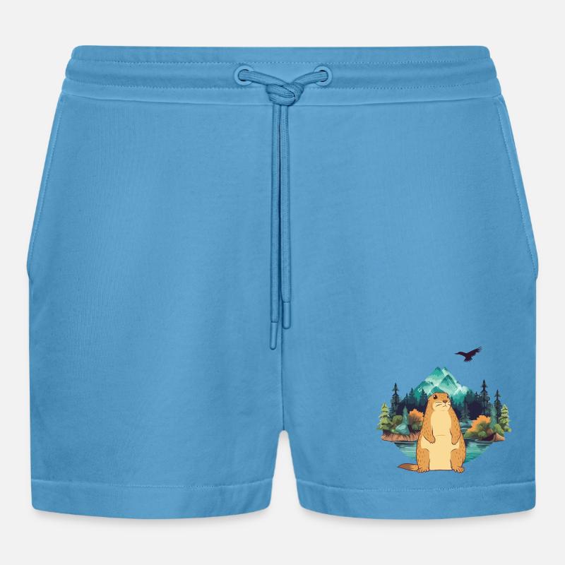 Murmeltier - Organic Relaxed Cropped Shorts Made in EU -  Sol Blue