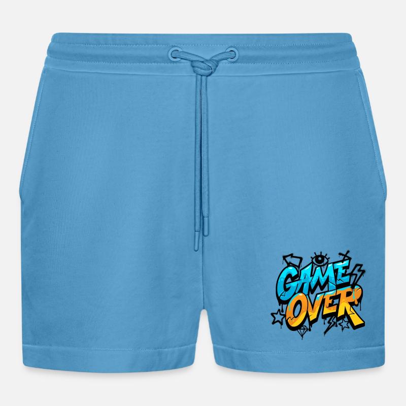 Game Over Conception de style graffiti - Short bio décontracté court fabriqué en UE -  Sol Blue
