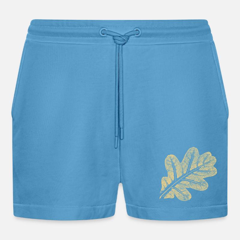 Blatt Eiche / Eichenblatt - Natur Design - Organic Relaxed Cropped Shorts Made in EU -  Sol Blue