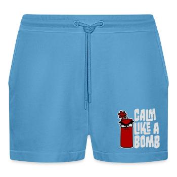 Calme comme une bombe Paradoxe Ironie Humour Blague explosive - Short bio décontracté court fabriqué en UE -  Sol Blue - Devant