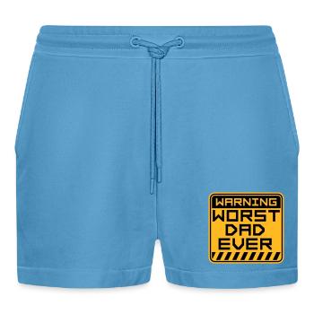 Worst Dad Ever Funny Sarcastic Father's Day Dad - Organic Relaxed Cropped Shorts Made in EU -  Sol Blue - Front