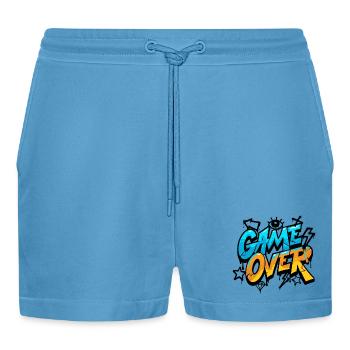 Game Over Graffiti Splash Tee - Organic Relaxed Cropped Shorts Made in EU -  Sol Blue - Front