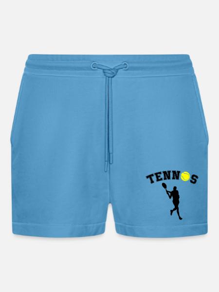 Tennis Ball Night Silhouette - Organic Relaxed Cropped Shorts Made in EU - Sol Blue