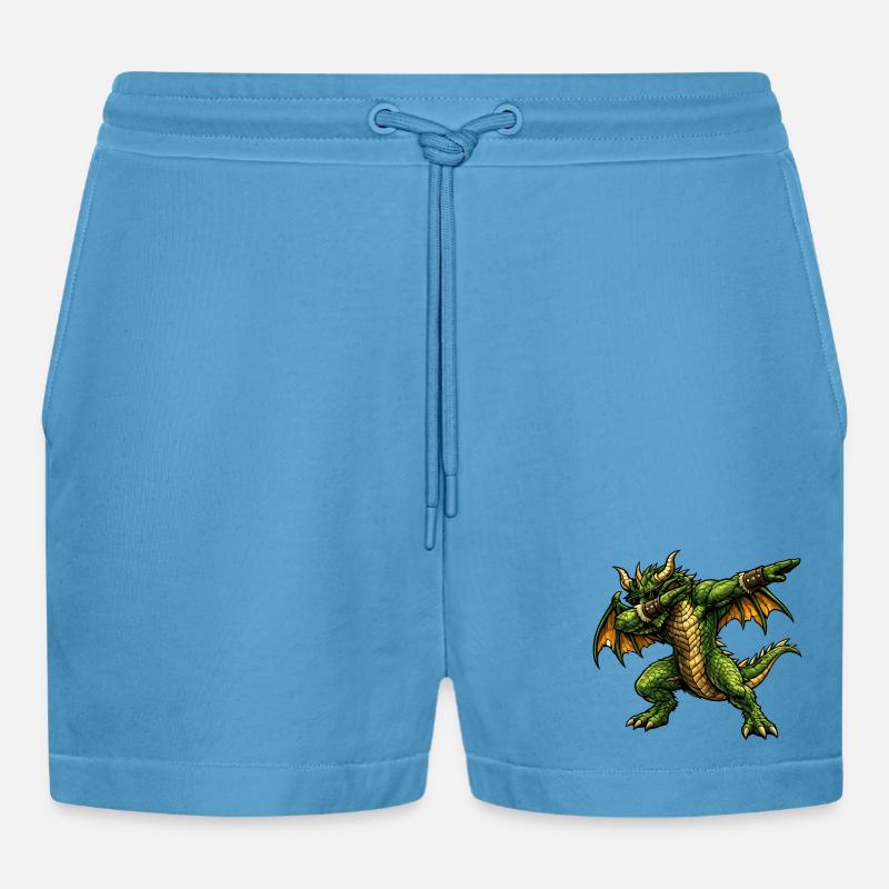 Ernsthafter Dabbing Drache - Organic Relaxed Cropped Shorts Made in EU -  Sol Blue