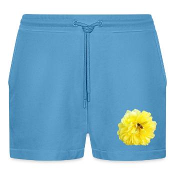 Yellow_Rose_-_Bee_Nature_Photography - Organic Relaxed Cropped Shorts Made in EU -  Sol Blue - Vorne